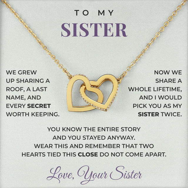Pick You Twice Interlocking Hearts Necklace for sister