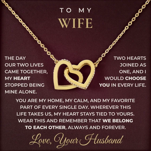 Belong To Each Other Interlocking Hearts Necklace for wife